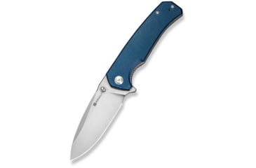 Image of SENCUT Skarnax Flipper/thumb Stud Folding Knife 3.79inch Satin 9cr18mov Drop Point Plain Edge Blade, Blue Canvas Micarta Handle - S24025-3
