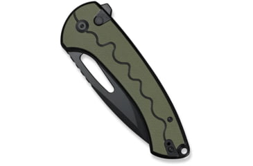 Image of SENCUT Squiggy Flipper &amp; Thumb Hole &amp; Button Lock Knife Black / Green G10 Handle - S24082A-2