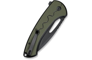 Image of SENCUT Squiggy Flipper &amp; Thumb Hole &amp; Button Lock Knife Black / Green G10 Handle - S24082A-2
