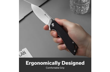 Image of SENCUT Stratex Flipper &amp; Thumb Stud Knife Black G10 Handle 3.17inch Satin Finished 9cr18mov Blade