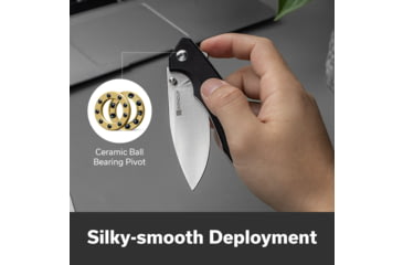 Image of SENCUT Stratex Flipper &amp; Thumb Stud Knife Black G10 Handle 3.17inch Satin Finished 9cr18mov Blade