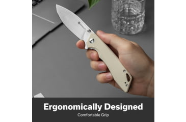 Image of SENCUT Stratex Flipper &amp; Thumb Stud Knife Ivory G10 Handle 3.17inch Satin Finished 9cr18mov Blade
