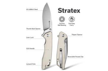Image of SENCUT Stratex Flipper &amp; Thumb Stud Knife Ivory G10 Handle 3.17inch Satin Finished 9cr18mov Blade