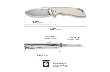 Image of SENCUT Stratex Flipper &amp; Thumb Stud Knife Ivory G10 Handle 3.17inch Satin Finished 9cr18mov Blade