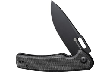 Image of SENCUT Vesperon Black Micarta Folding Knife, 4.5in Closed, 3.38in Black Finish 9Cr18MoV SS Blade, Black Canvas Micarta Handle, S20065-3