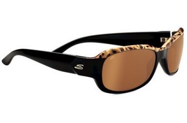 Image of Serengeti Chloe Sunglasses - Shiny Brown Cork Black Frame and Polarized Drivers Gold Lens 7749