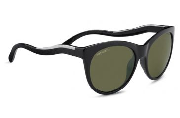 Image of Serengeti Valentina, Polarized 555nm, Round/Cat-Eye, Female, Shiny Black/Shiny Silver, Medium 8571
