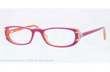 Image of Sferoflex SF1550 Single Vision Prescription Eyeglasses C569-51 - Lillac Top On Orange Frame, Demo Lens Lenses