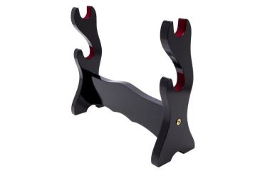 Image of Shadow Cutlery Double Sword Stand Premium Piano Black Finish w/Red Felt, Black, 2 LB SH9020