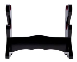 Image of Shadow Cutlery Double Sword Stand Premium Piano Black Finish w/Red Felt, Black, 2 LB SH9020