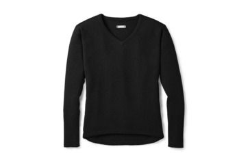 Image of Smartwool Shadow Pine V-Neck Sweater-Women's, Black, Extra Small, SW000345001-XS