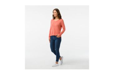 Image of Smartwool Shadow Pine V-Neck Sweater-Women's, Habanero-Moonbeam Heather, Extra Small, SW000345A71-XS