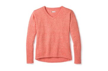 Image of Smartwool Shadow Pine V-Neck Sweater-Women's, Habanero-Moonbeam Heather, Extra Small, SW000345A71-XS