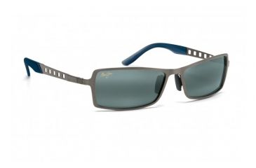Image of Maui Jim Shark Pit Sunglasses w/ Brushed Silver Frame and Neutral Grey Lenses - 228-17, Quarter View