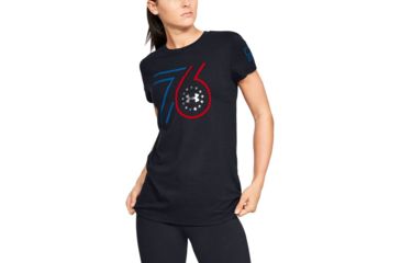 Image of SHED, Under Armour Freedom 76 Jersey Tee - Womens, Black, Small, 1327573-1-S