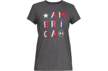 Image of SHED, Under Armour Freedom America Tee - Womens, Charcoal Medium Heather / White, Small, 1333373-19-S