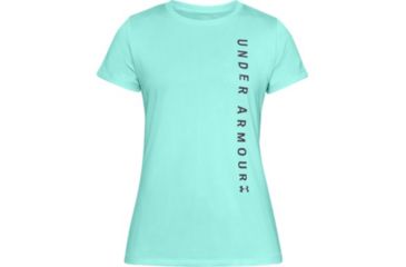 Image of SHED, Under Armour Tech Wordmark Tee - Womens, Neo Turqoise, Small, 1345686-361-S