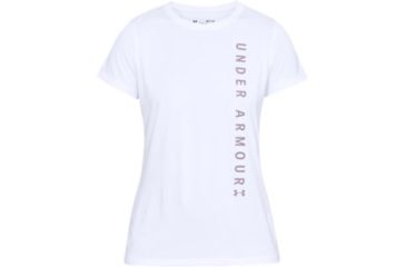 Image of SHED, Under Armour Tech Wordmark Tee - Womens, White, Small, 1345686-100-S