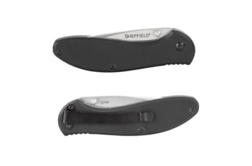 Image of Sheffield Berda Assisted Opening Folding Knife, 3in, 420 Stainless Steel, Drop Point, Black G10 Handle, 12164