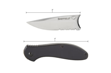 Image of Sheffield Berda Assisted Opening Folding Knife, 3in, 420 Stainless Steel, Drop Point, Black G10 Handle, 12164