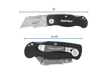 Image of Sheffield Lock Back Utility Folding Knife, 3.5in, Black, 12613