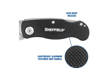 Image of Sheffield Lock Back Utility Folding Knife, 3.5in, Black, 12613