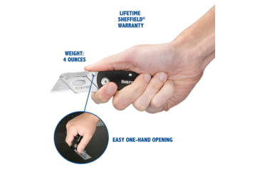 Image of Sheffield Lock Back Utility Folding Knife, 3.5in, Black, 12613