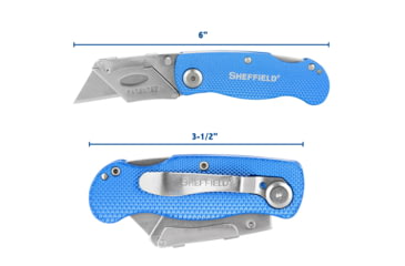 Image of Sheffield Lock Back Utility Folding Knife, 3.5in, Blue, 12113