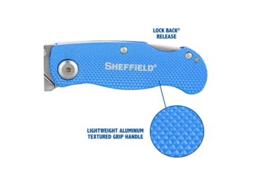 Image of Sheffield Lock Back Utility Folding Knife, 3.5in, Blue, 12113
