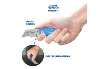 Image of Sheffield Lock Back Utility Folding Knife, 3.5in, Blue, 12113