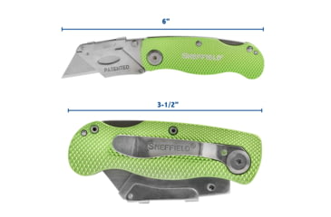 Image of Sheffield Lock Back Utility Folding Knife, 3.5in, Green, 12615
