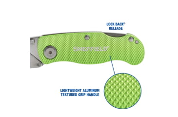 Image of Sheffield Lock Back Utility Folding Knife, 3.5in, Green, 12615