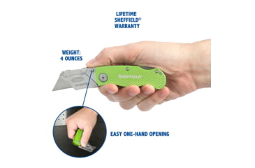 Image of Sheffield Lock Back Utility Folding Knife, 3.5in, Green, 12615