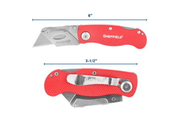 Image of Sheffield Lock Back Utility Folding Knife, 3.5in, Red, 12614