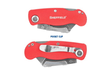 Image of Sheffield Lock Back Utility Folding Knife, 3.5in, Red, 12614