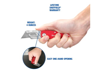 Image of Sheffield Lock Back Utility Folding Knife, 3.5in, Red, 12614