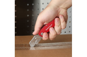 Image of Sheffield Lock Back Utility Folding Knife, 3.5in, Red, 12614