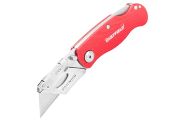 Image of Sheffield Lock Back Utility Folding Knife, 3.5in, Red, 12614