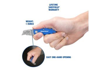 Image of Sheffield Mini Ultimate Lock Back Utility Folding Knife, Blue, 12116