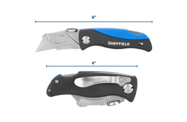 Image of Sheffield Quick Change Lock Back Utility Folding Knife, 4in, ABS Handle, Blue, 12119