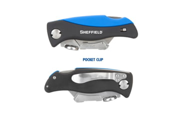 Image of Sheffield Quick Change Lock Back Utility Folding Knife, 4in, ABS Handle, Blue, 12119