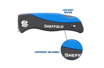 Image of Sheffield Quick Change Lock Back Utility Folding Knife, 4in, ABS Handle, Blue, 12119
