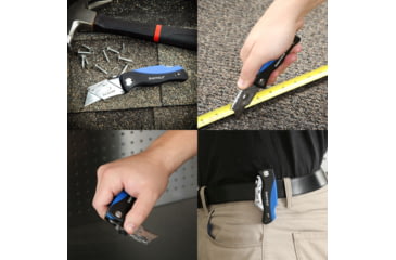 Image of Sheffield Quick Change Lock Back Utility Folding Knife, 4in, ABS Handle, Blue, 12119