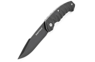 Image of Sheffield Truxton Fixed Blade Knife, 10in Overall, 4.75in Black Oxide Coated 420 SS Drop Point, Black Rubberized ABS Handle, Black Nylon Belt Sheath, Black, 12149