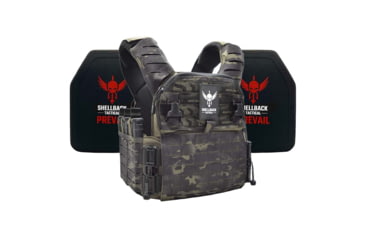 Image of Shellback Tactical Banshee Elite 3.0 Level IV Body Armor Kit w/ Model 4SICMH Ceramic Plates, Ranger Green/Multicam Black, Small/Medium, SBT-BANELT3-4SICMH-RGMB-SM