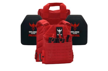 Image of Shellback Tactical Defender 2.0 Level IV Active Shooter Armor Kit w/ Model 4SICMH Ceramic Plates, Range Red, One Size, SBT-9040-4SICMH-RD