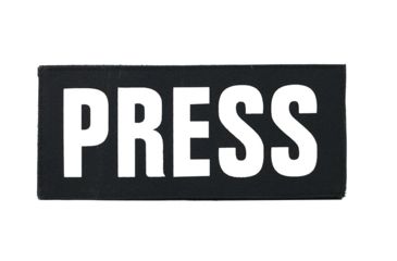 Image of Shellback Tactical Press ID Placard, Hook Back, 2 x 5 inch, White on Black, One Size Fits Most SBT-X213230-PRS-WB