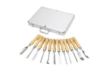 Image of Shop Fox 12 Pc. Hand-Forged Hi-Carbon Steel Chisel Set, HSS, 8.75 in. Long Overall D3784