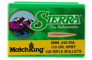 Image of Sierra Bullets 1575 MatchKing 6mm .243 110 GR Hollow Point Boat Tail HPBT 100 Box