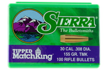 Image of Sierra Bullets 7755 Tipped MatchKing 30 Caliber .308 155 GR Tipped MatchKing 100 Box